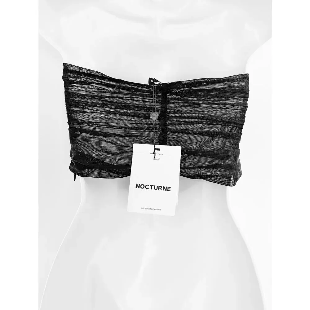 Black Strapless Bustier Corset Tulle Crop Top Nocturne - Picture 3 of 12